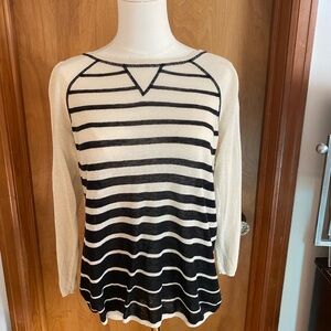 Cynthia Rowley Striped Black and Cream Women's Top. Lightweight sweater.
